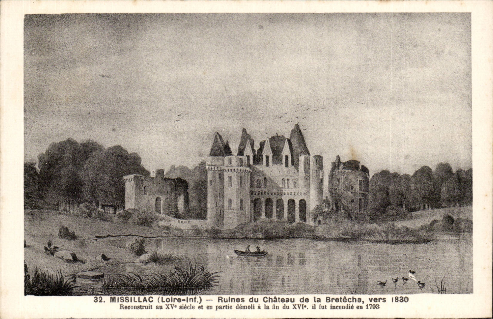 Missillac CPA Ruines du chateau de la Breteche vers 1830