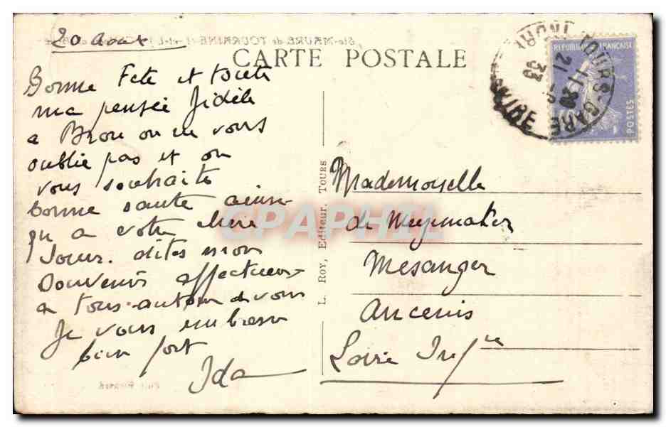 Ste Maure de Touraine CPA Chateau de Brou — Rückseite