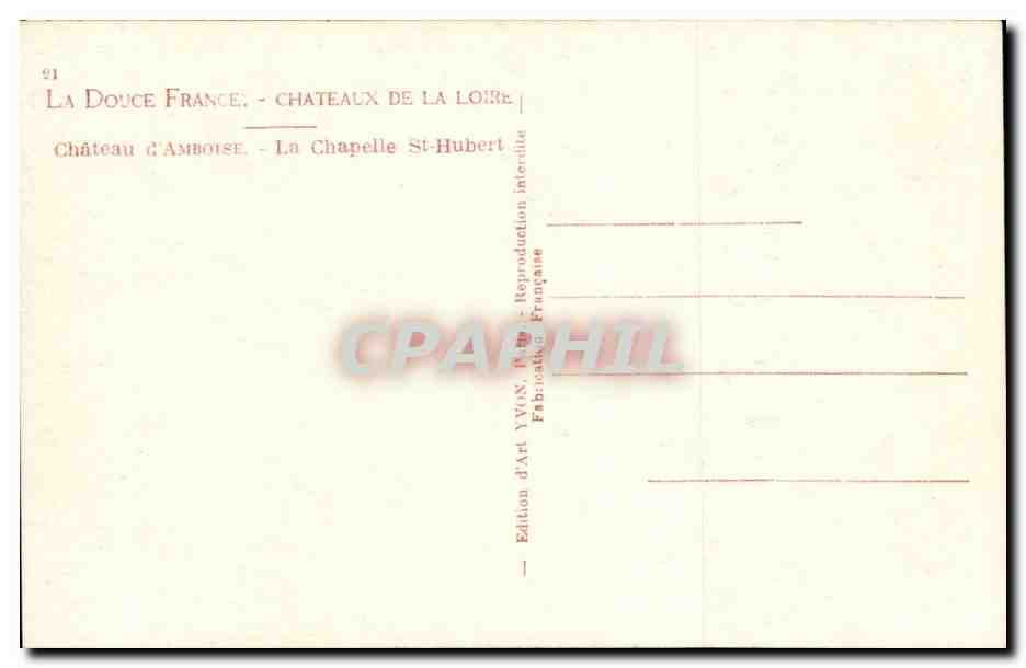 CPA Chateau d'Amboise La chapelle St Hubert — Rückseite