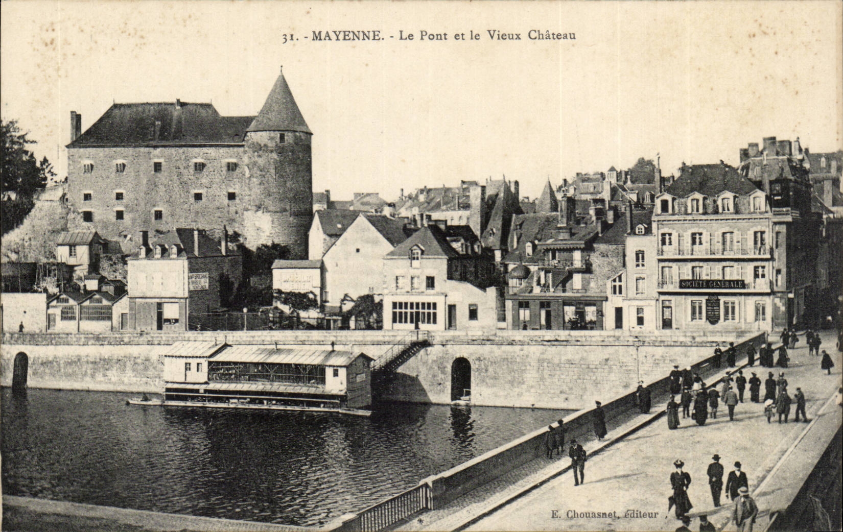 Mayenne CPA Le pont et le vieux chateau