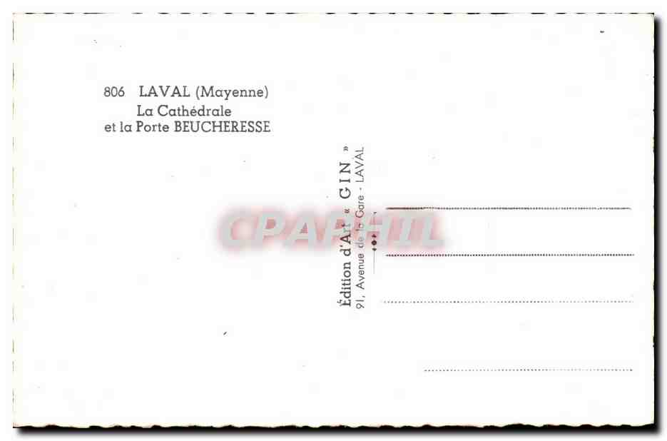 Laval CPA La cathedrale et la porte Beucheresse — Rückseite