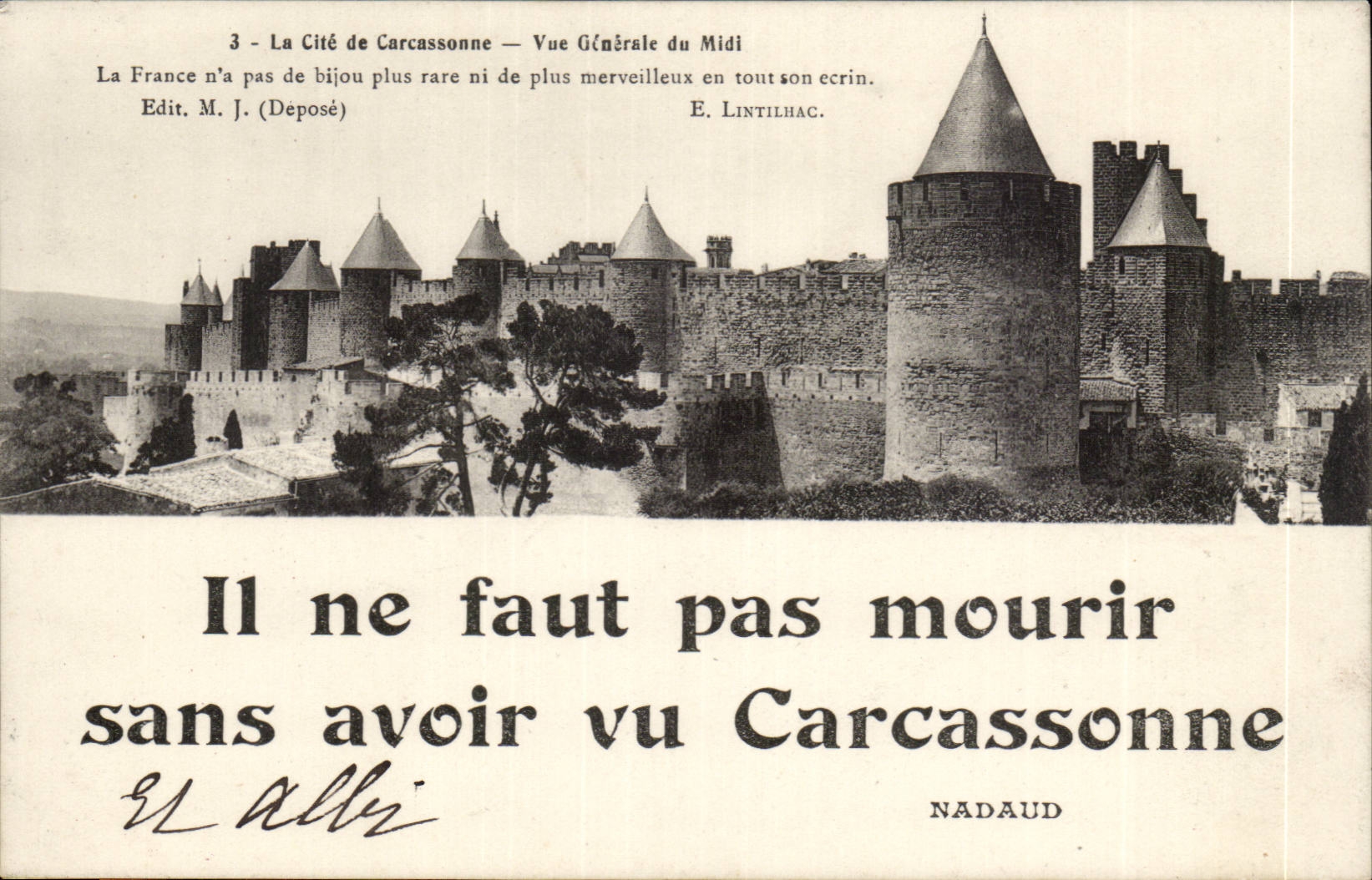 CPA il ne faut pas mourir sans avoir vu CArcassonne