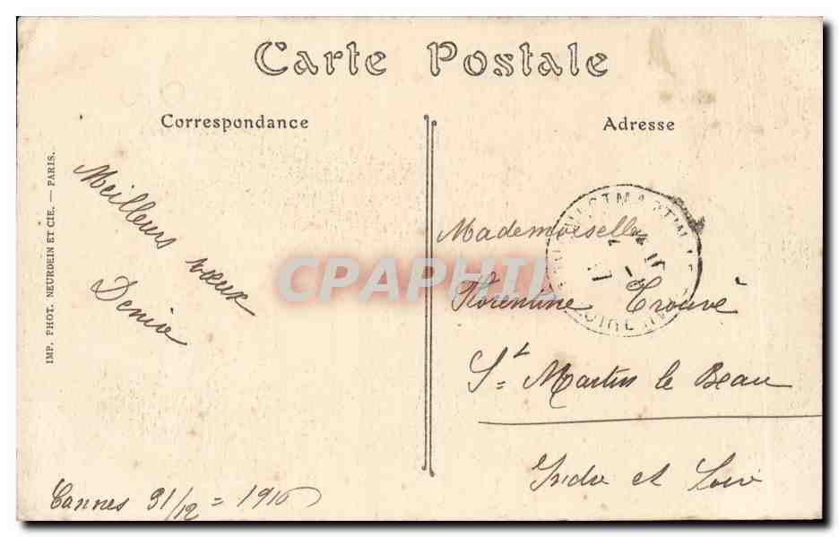 Cannes CPA Vue generale prise de la pointe de la croisette — Rückseite