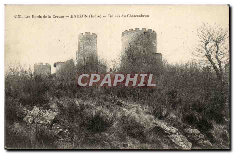 CPA Les bords de la creuse Eguzon Ruines du chateaubrun (vignette Tuberculose)