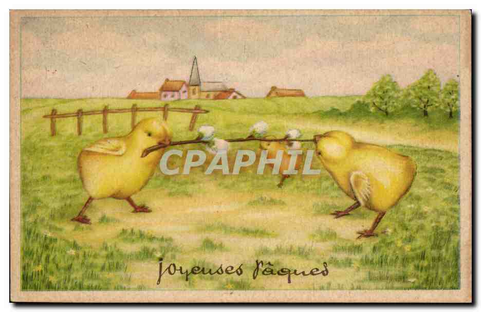 CPA Fantaisie Joyeuses Paques Poussin 