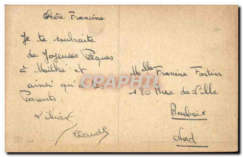 CPA Fantaisie Joyeuses Paques Poussin  — Rückseite