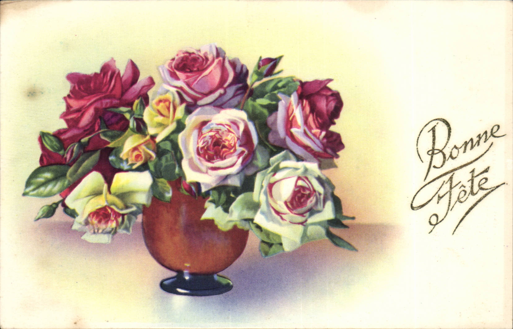 CPA Fantaisie Bonne fete Fleurs