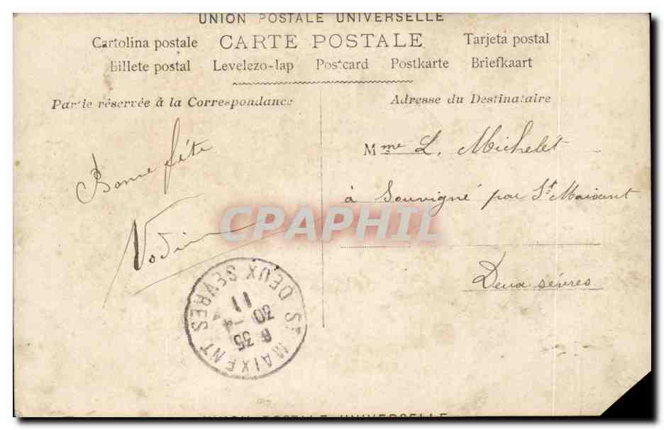 CPA fantaisie Femme Bonne fete — Verso