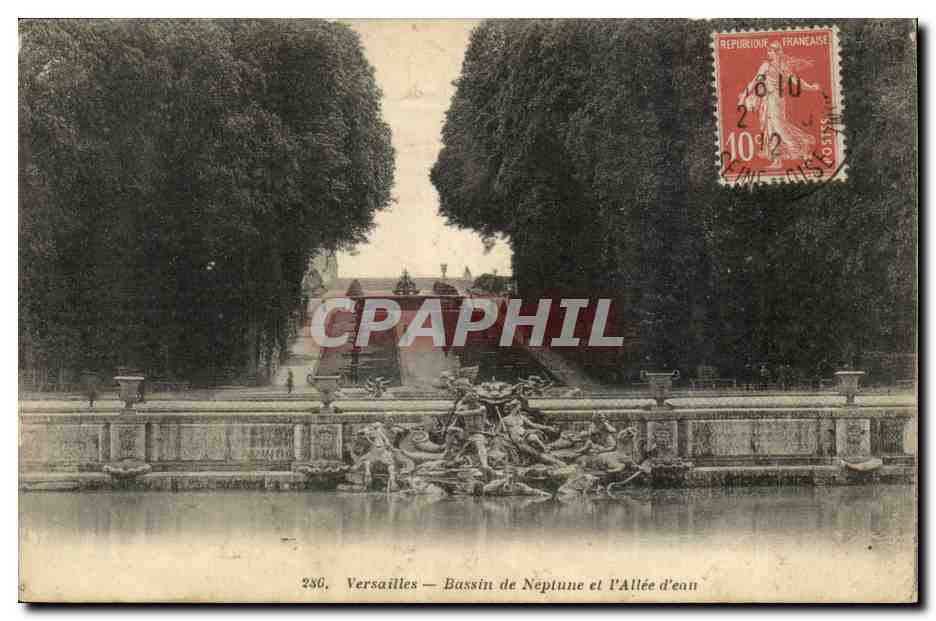 Versailles — Bassin de Neptune et l'Allée d'eau — Héliotypie A. Bourdier
