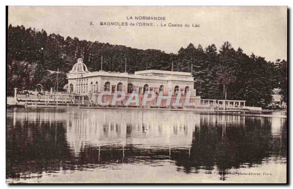 Bagnoles de l'orne CPA le casino du lac (vignette Tuberculose)