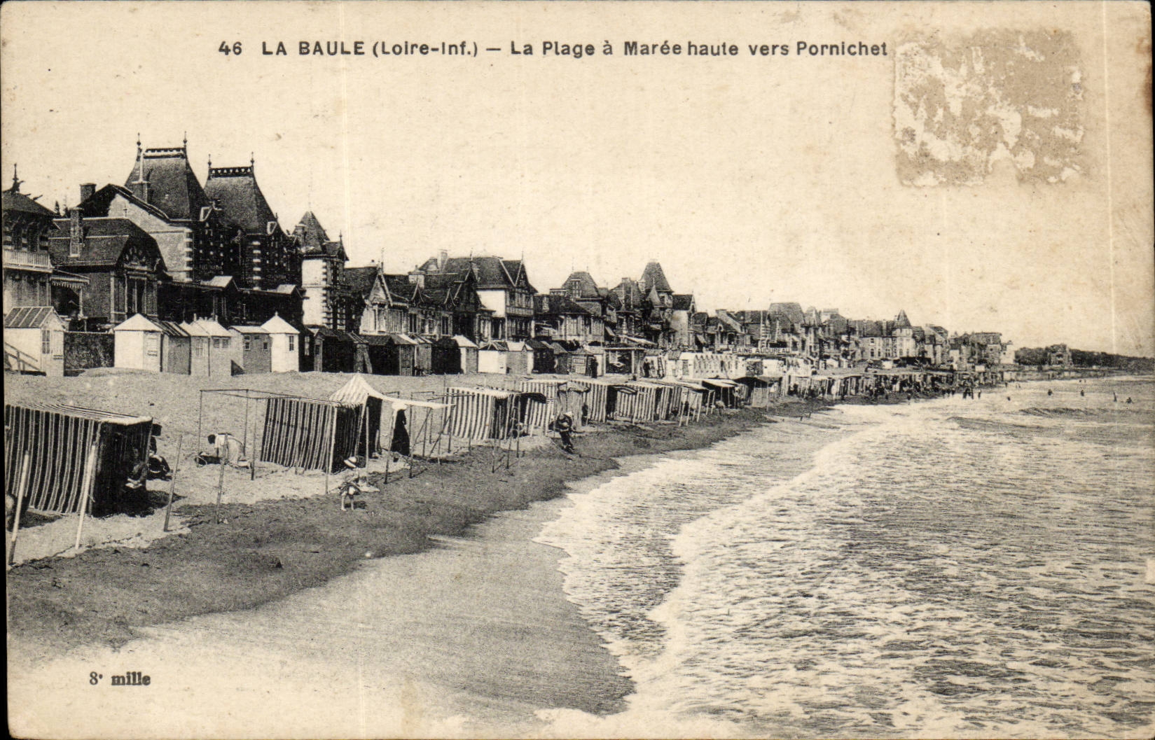La Baule CPA La plage a maree haute vers pornichet