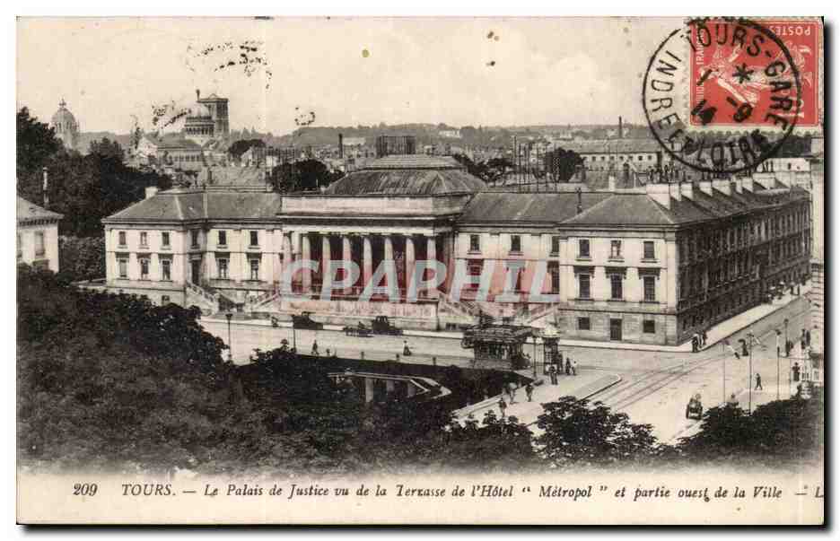 CPA Tours Le palais de justice vu de la terrrasse de l'hotel Metropol et partie ouest de la ville