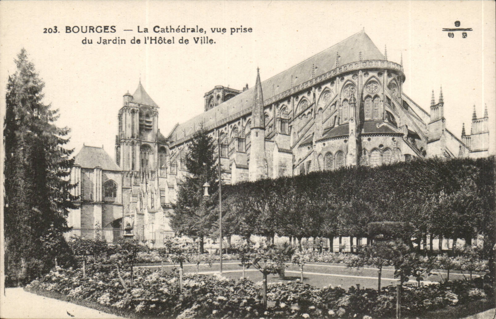 Bourges CPA La cathedrale vue prise du jardin de l'hotel de ville