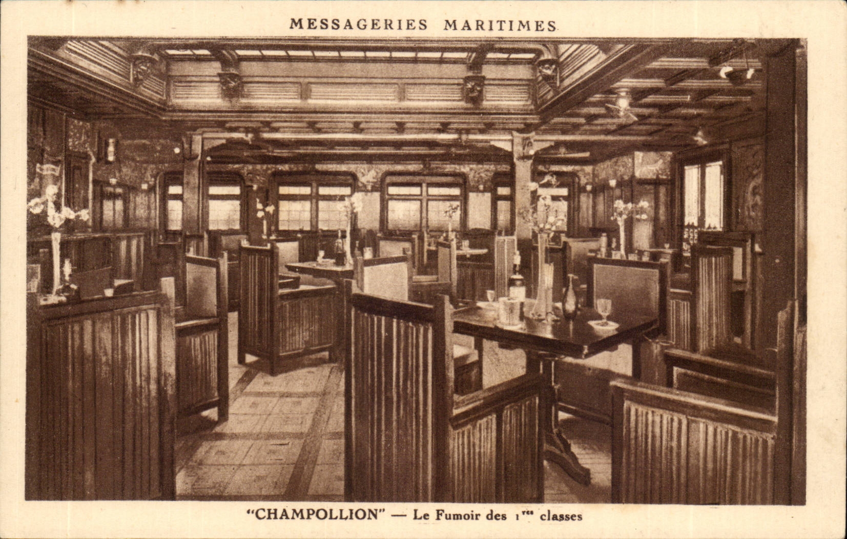 CPA MEssageries maritimes Champollion Le fumoir des 1eres classes (bateau boat paquebot)
