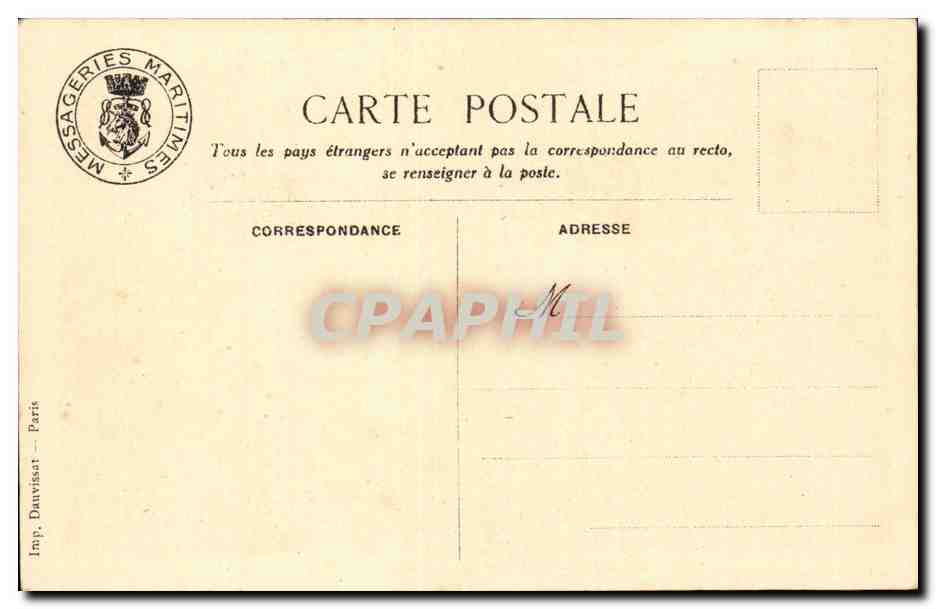 CPA MEssageries maritimes Champollion Le fumoir des 1eres classes (bateau boat paquebot) — Verso