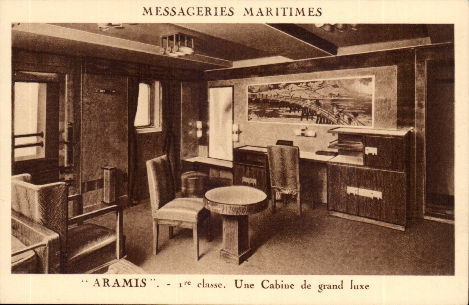 Cabinette de grand luxe — 1re classe — sur le paquebot 'ARAMIS' — Messageries Maritimes