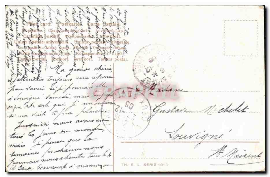 CPA Fantaisie Bonne annee (enfant chien dog) — Verso