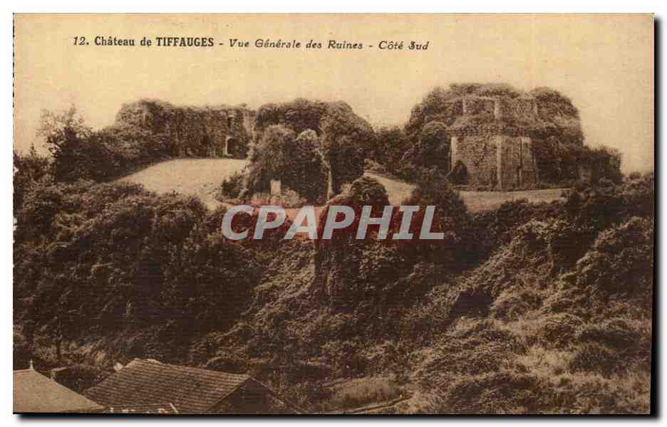 Château de Tiffauges — Vue Générale des Ruines — Côté Sud — Édition Defontaine Clisson