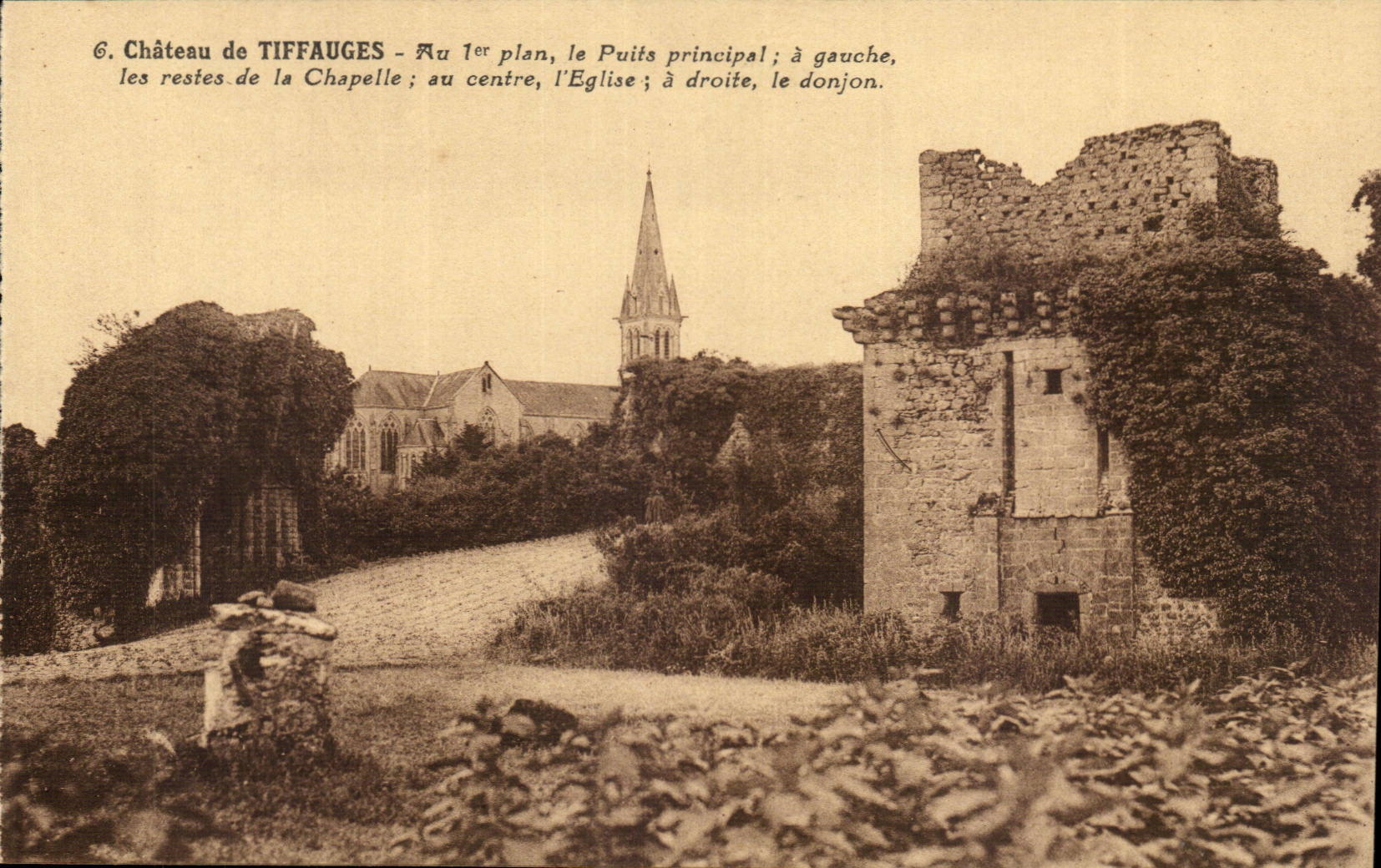 Château de Tiffauges — Ruines du château, chapelle et église — Édition Defontaine, Clisson