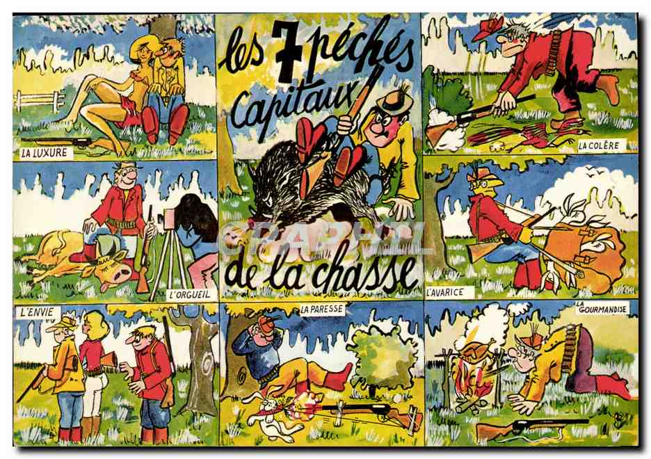 CPM Humour Les 7 peches capitaux de la chasse