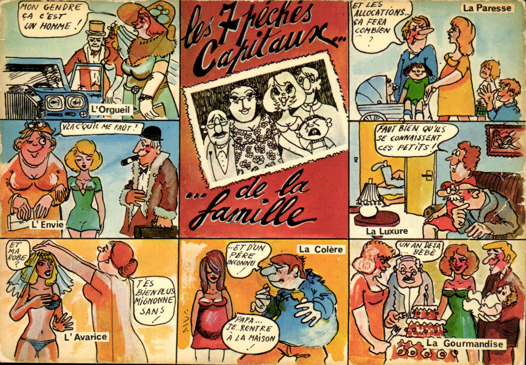 CPM Humour Les 7 peches capitaux de la famille