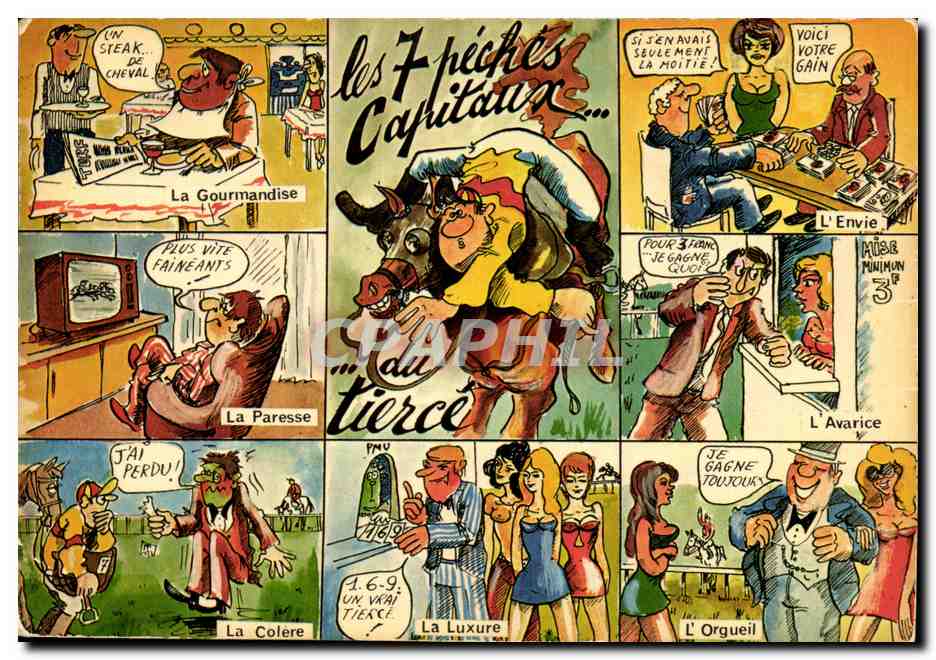 CPM Humour Les 7 peches capitaux du tierce (cheval)