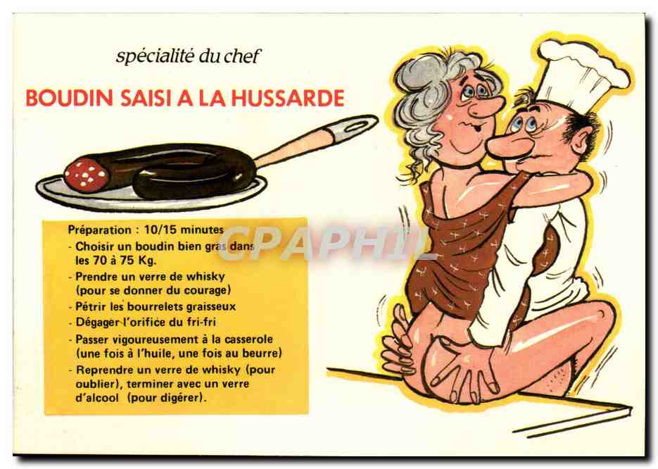 CPM Humour Specialite du chef Boudin saisi a la hussarde