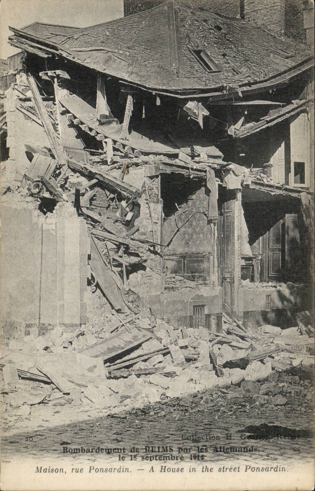 CPA Bombardement de Reims par les Allemands le 15 septembre 1914 Maison rue Ponsardin