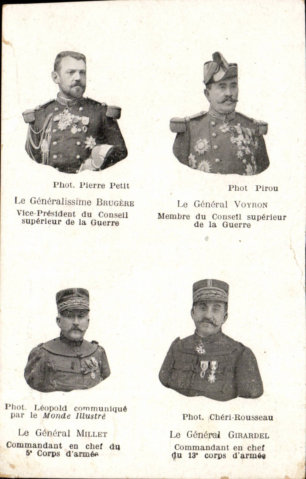 CPA Militaria Generaux Brugere Voyron Millet Girardel