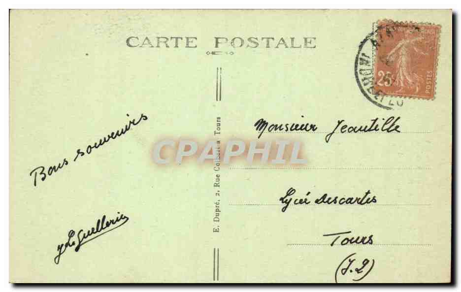 Azay le Rideau CPA Chaetau national  — Rückseite