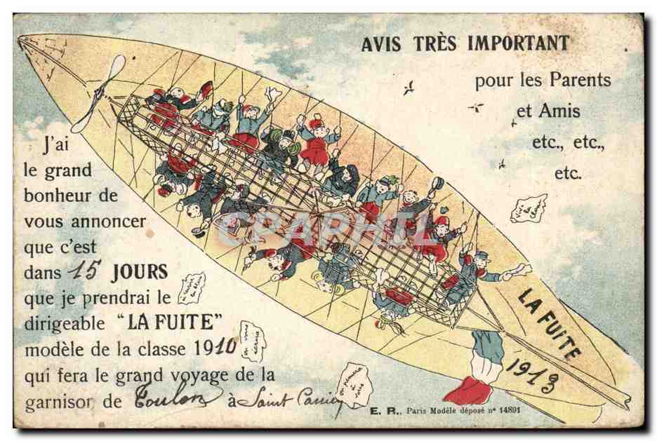 CPA Militaria Classe 1910 de la garnison de Toulon (zeppelin dirigeable militaria)