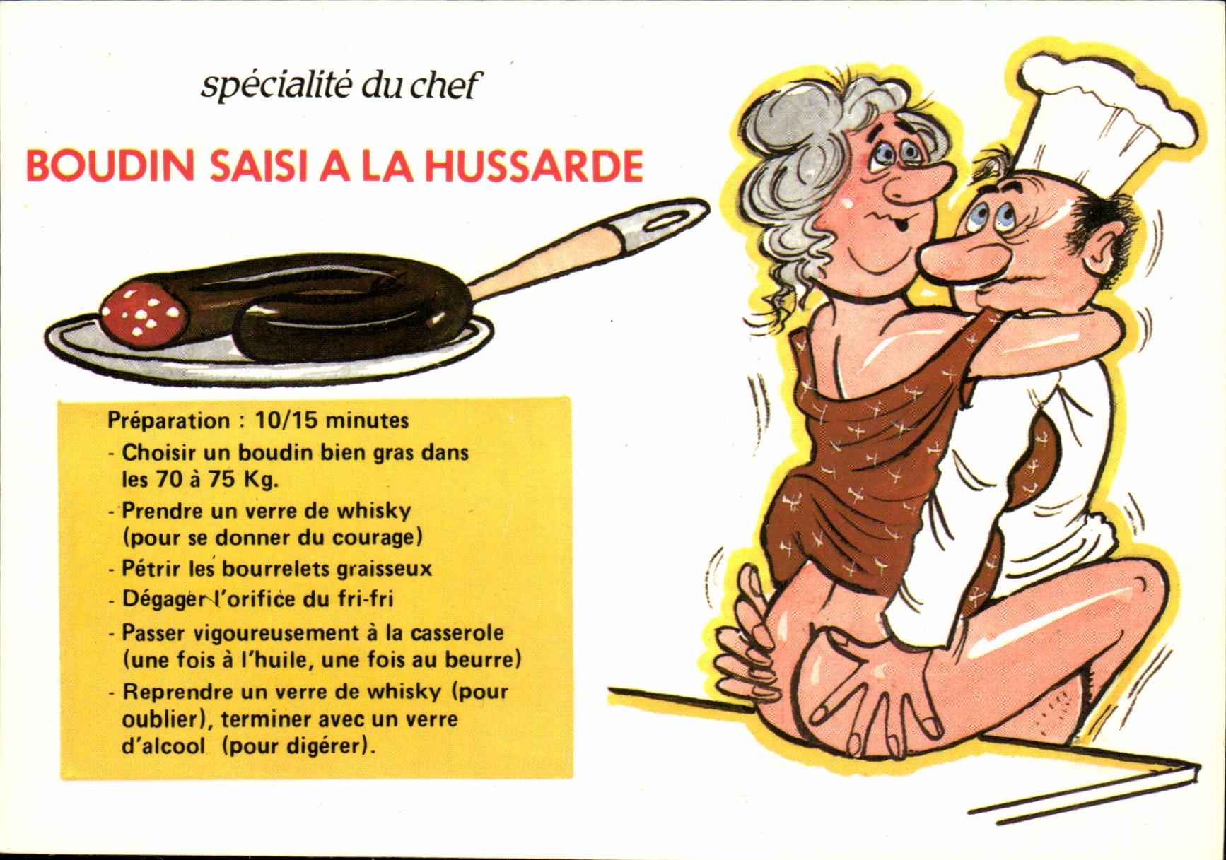 CPM Humour Specialite du chef Boudin a la hussarde