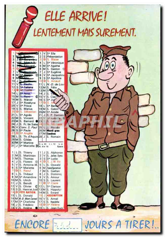 CPM Elle arrive lentement mais surement (militaria) (humour)