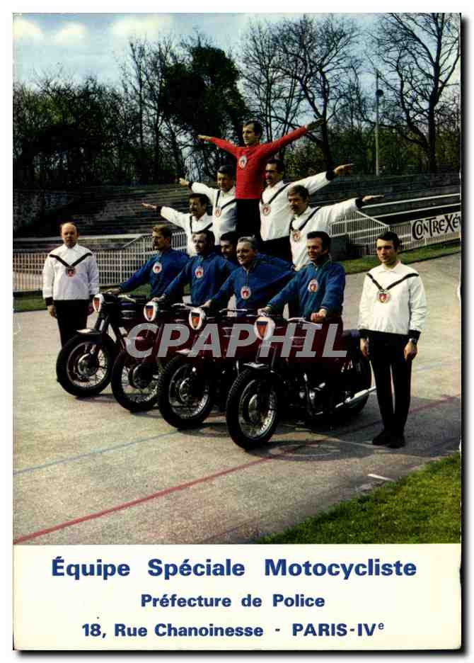 CPM Equipe speciale motocycliste Prefecture de police 18 rue Chanoinesse Paris 4eme (moto)