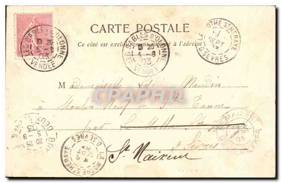 CPA L'amour aux Sables d'olonne (costumes folklore) — Verso
