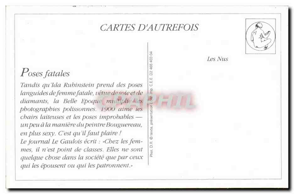 REPRODUCTION - Femme - Fantaisie - Poses Fatales - nu - erotique - alluring naked woman - -  — Verso