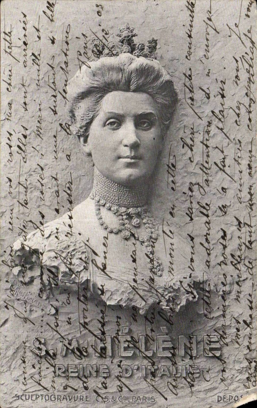 Italy - Italie - Italia - S M Helene - Reine d'Italie - Sculptogravure - CPA 