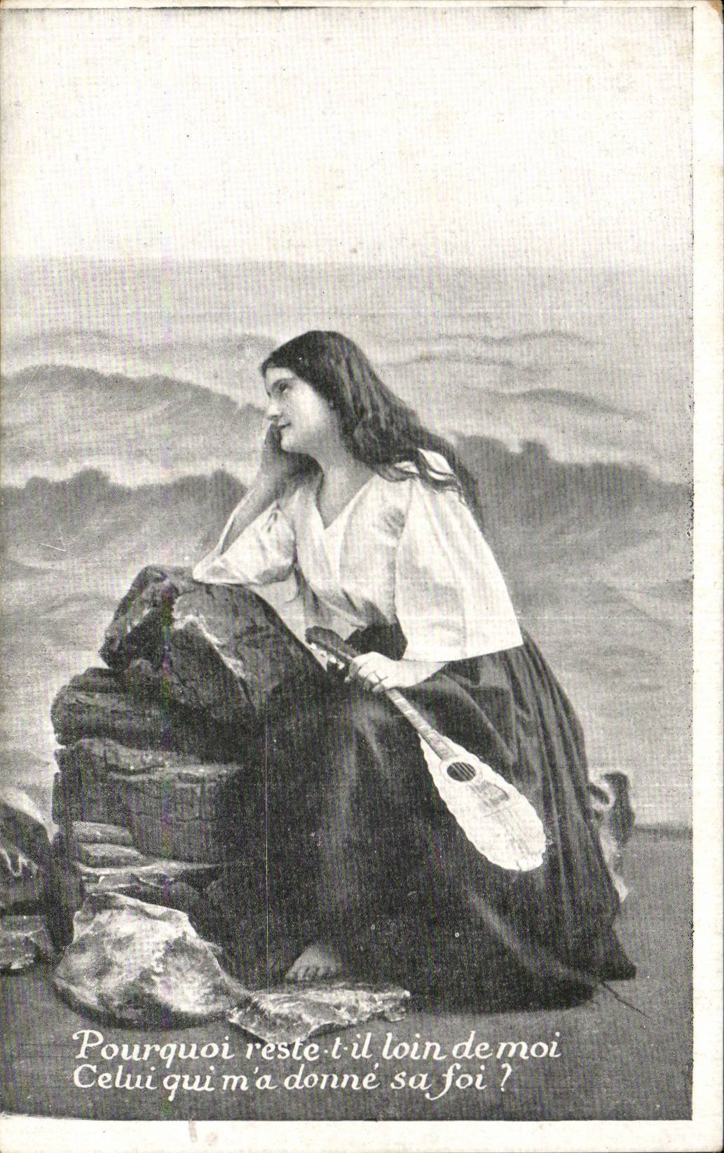 Fantaisie - Femme - Pourquoi reste t il loin de moi - musique - intrument - CPA 