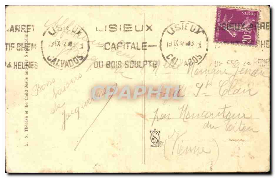 fantaisie - Femme - Saint Therese de L'Enfant Jesus a 15 ans et sa soeur Celine - CPA  — Rückseite