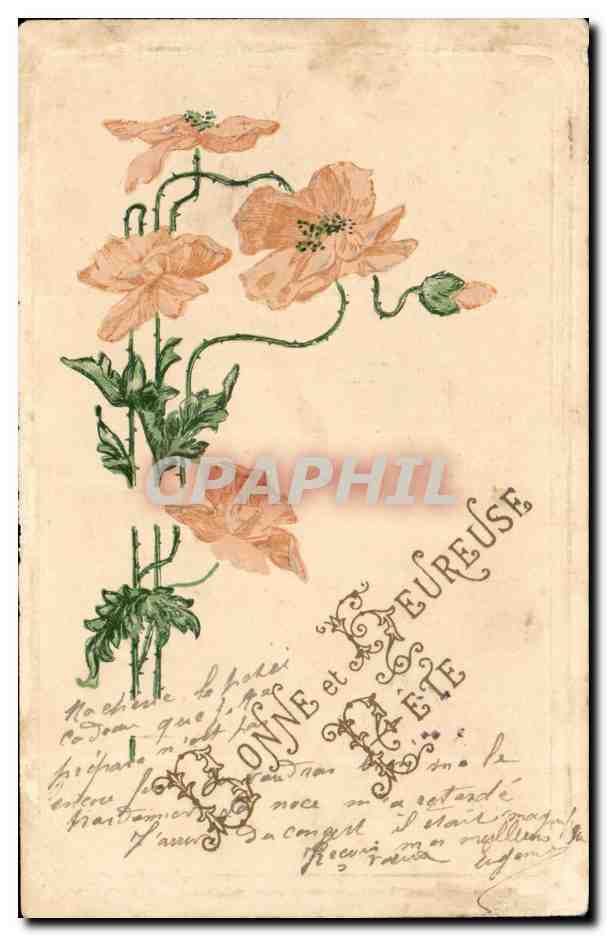 Fleurs de pavot — Carte postale française — éditeur inconnu, n° de série non visible