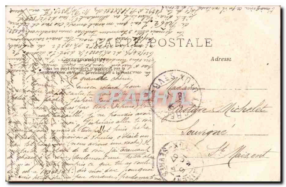 Fantaisie - Enfant - Poisson d'avril - ecolier - CPA  — Verso