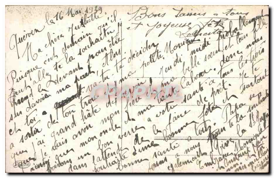 Fantaisie - Fleur - rose - muguet - lily of the valley - CPA  — Verso