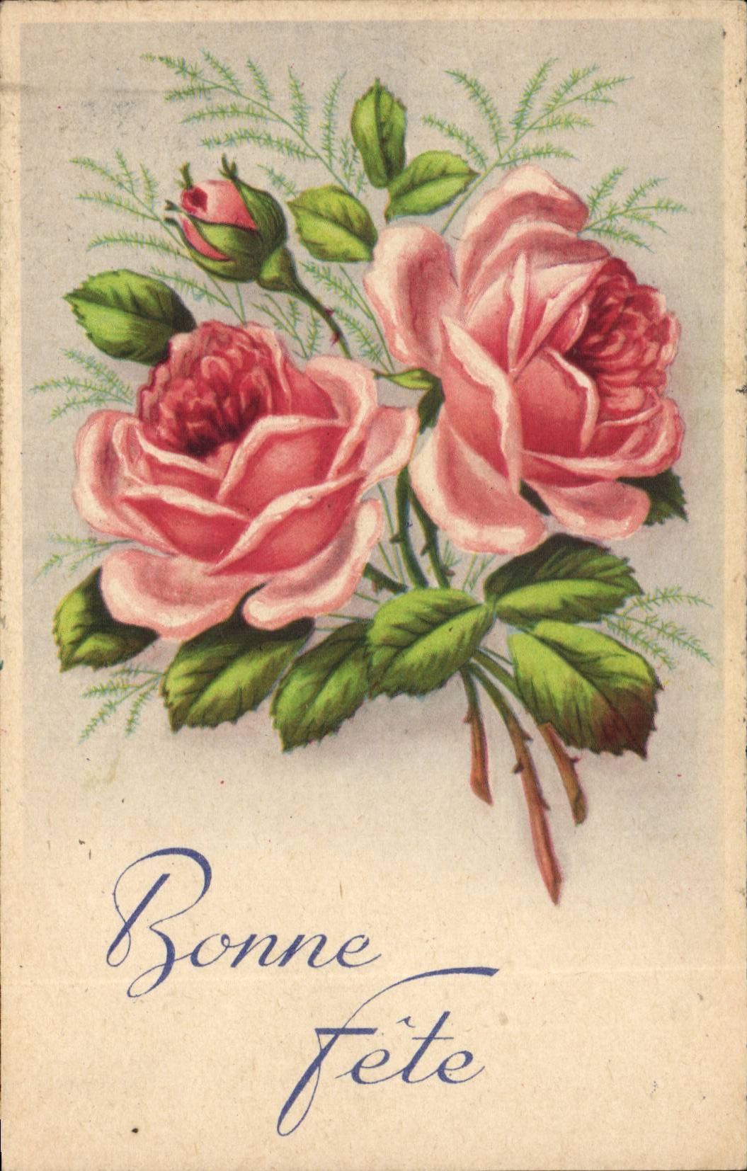 Fantaisie - Bonne Fete - Fleurs - CPA 