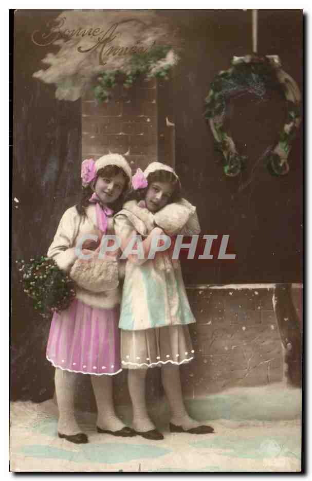 Fantaisie - Enfant - Deux Filles - Bonne Annee - CPA 