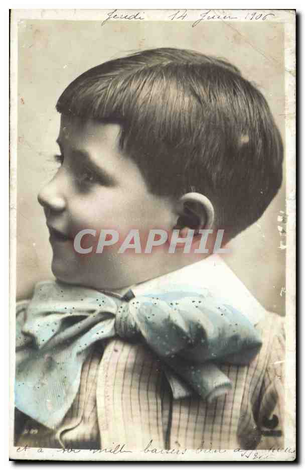 Fantaisie - Enfant garcon - Garcon souriant - 1906 - CPA 