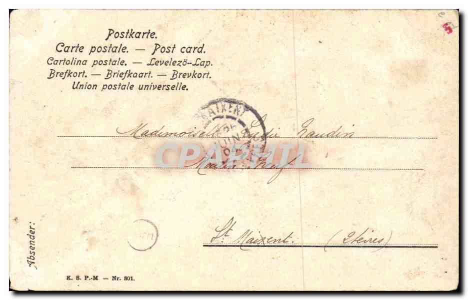 Fantaisie - Enfant avec chaton - chat - cat - CPA  — Rückseite