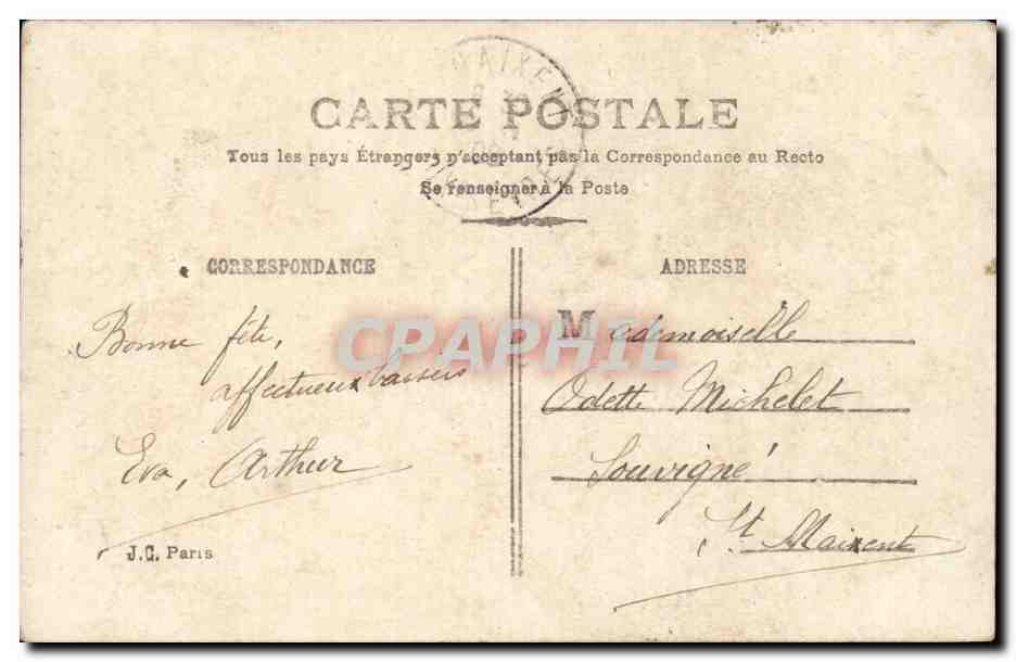Fantaisie - Enfant - Fille avec fleurs -- recevez les fleurs - Colette Michelet - CPa  — Rückseite