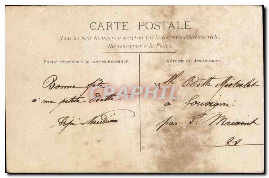 Fantaisie - Enfant - Petite Fille avec fleurs - Colette Michelet - CPa  — Rückseite