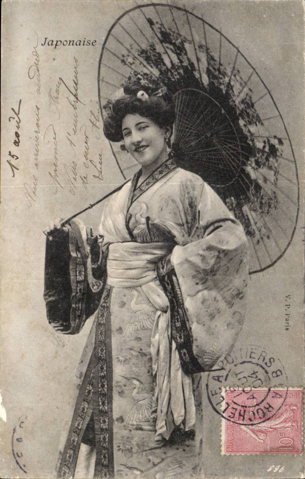 Japans — vrouw in kimono met een paraplu — uitgever V. P. Paris, n° 698