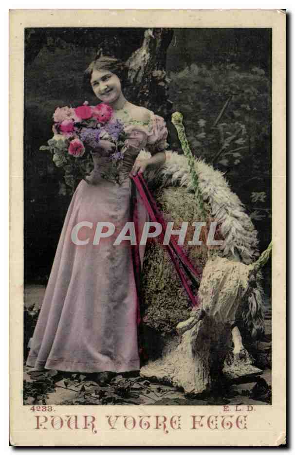 Fantaisie - Femme - Pour Votre Fete - 1909 - CPA